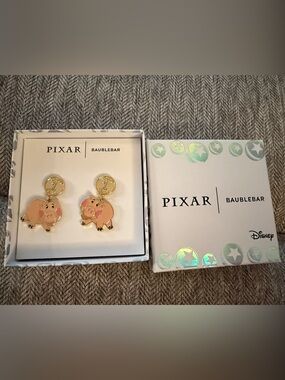 BaubleBar Pixar Hamm Pink and Gold Drop Earrings